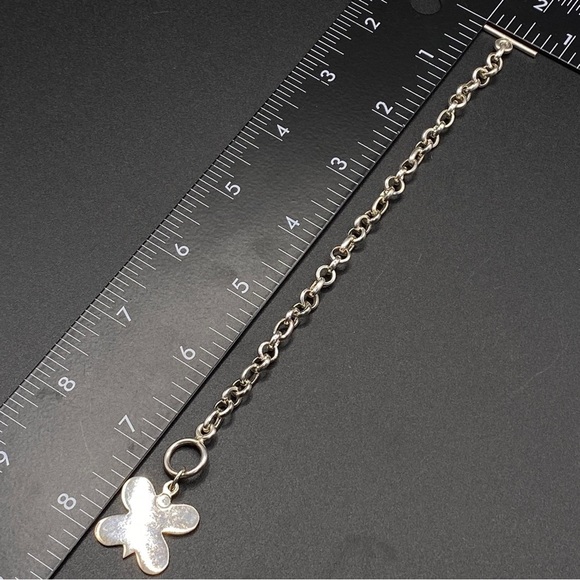 Butterfly Initial "T" Silver Tone Link Toggle Bracelet - Picture 5 of 6